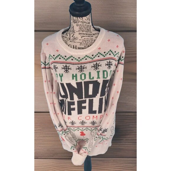 The Office Dunder Mifflin Ugly Christmas Sweater Adult Medium Party Holiday - Picture 1 of 13
